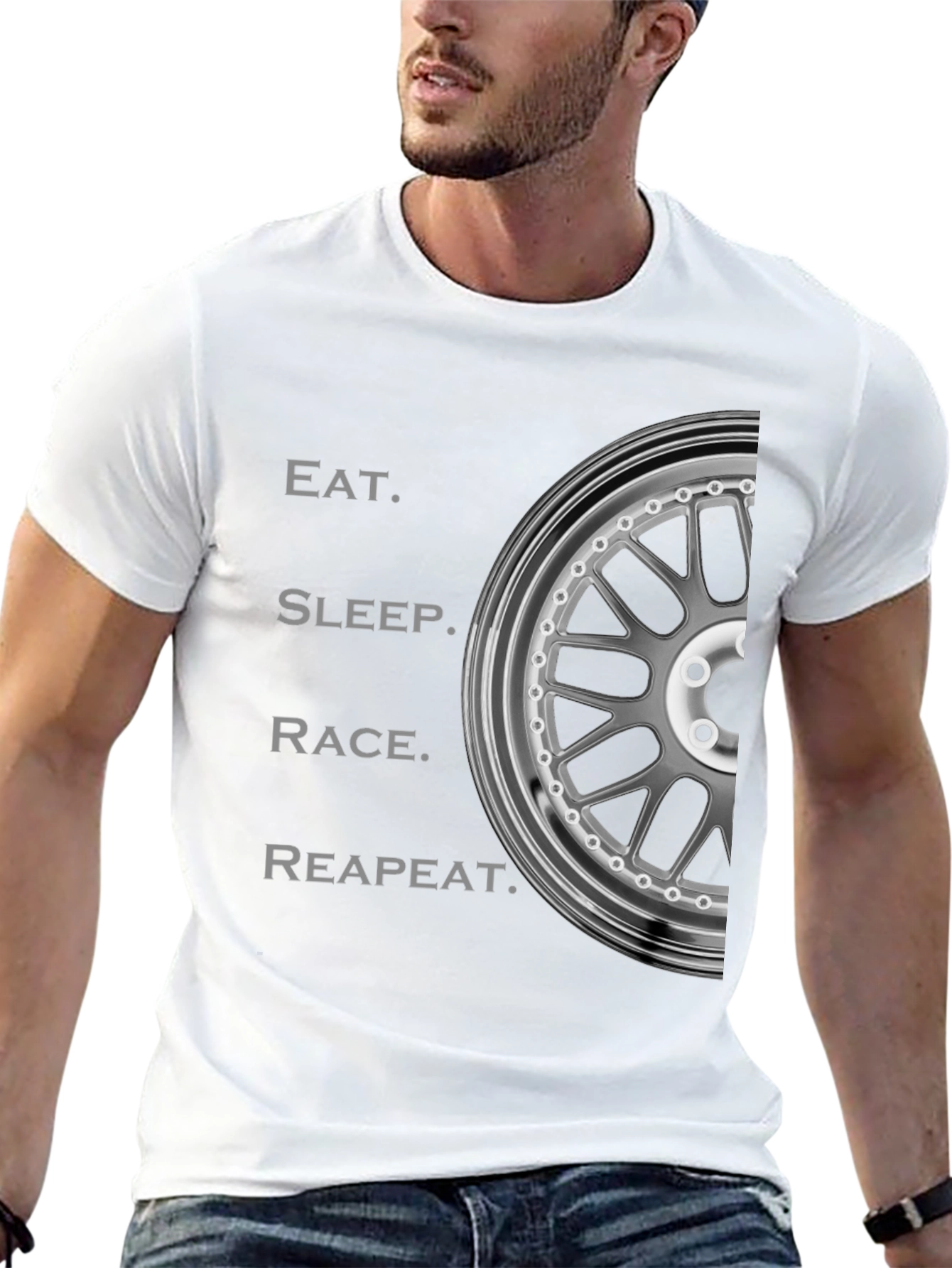 Eat Sleep Race Repeat T-Shirt - Automotive Enthusiast Design