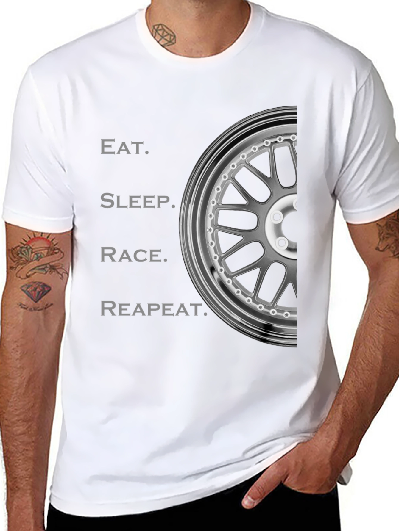 Eat Sleep Race Repeat T-Shirt - Automotive Enthusiast Design