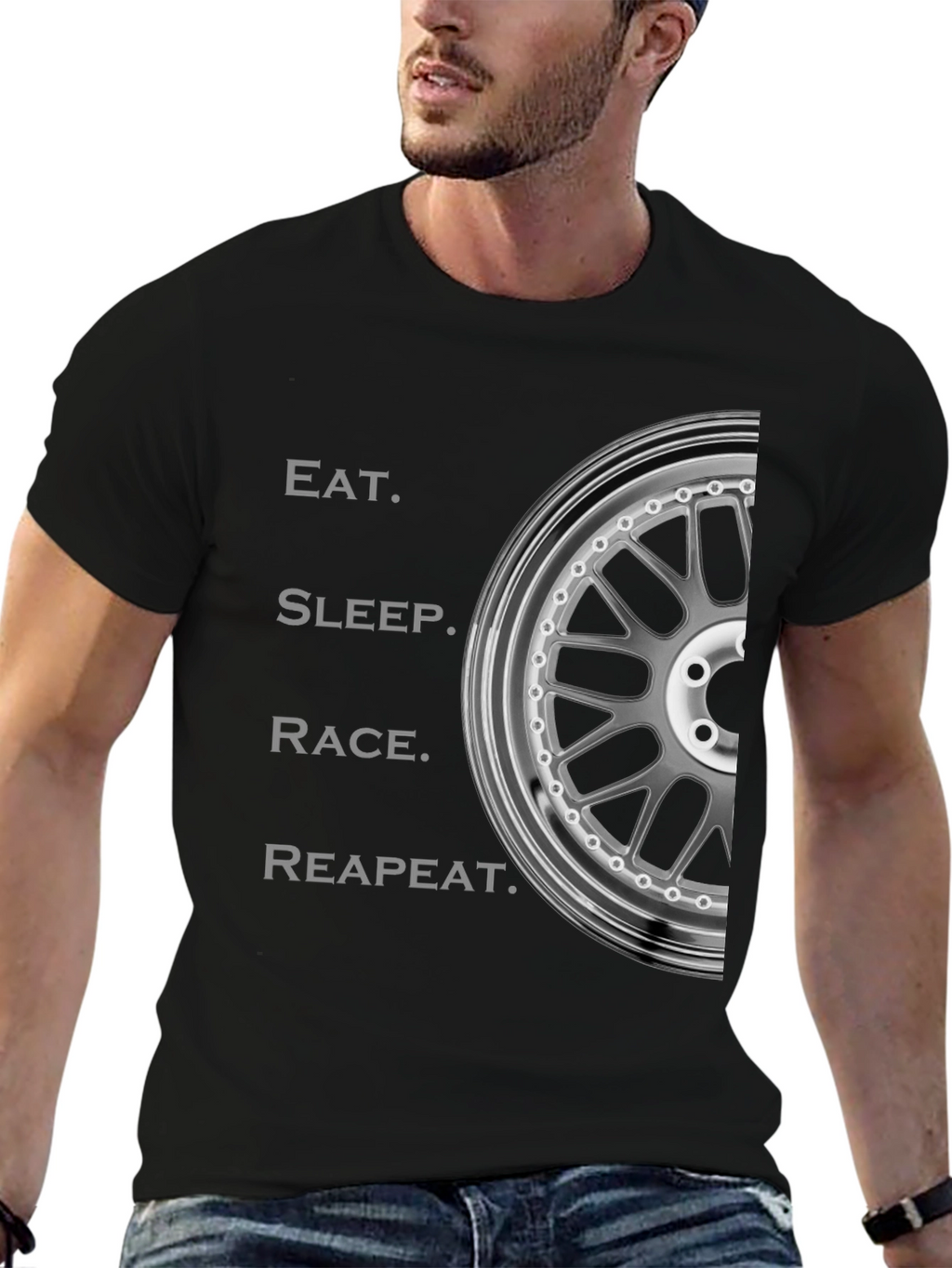 Eat Sleep Race Repeat T-Shirt - Automotive Enthusiast Design