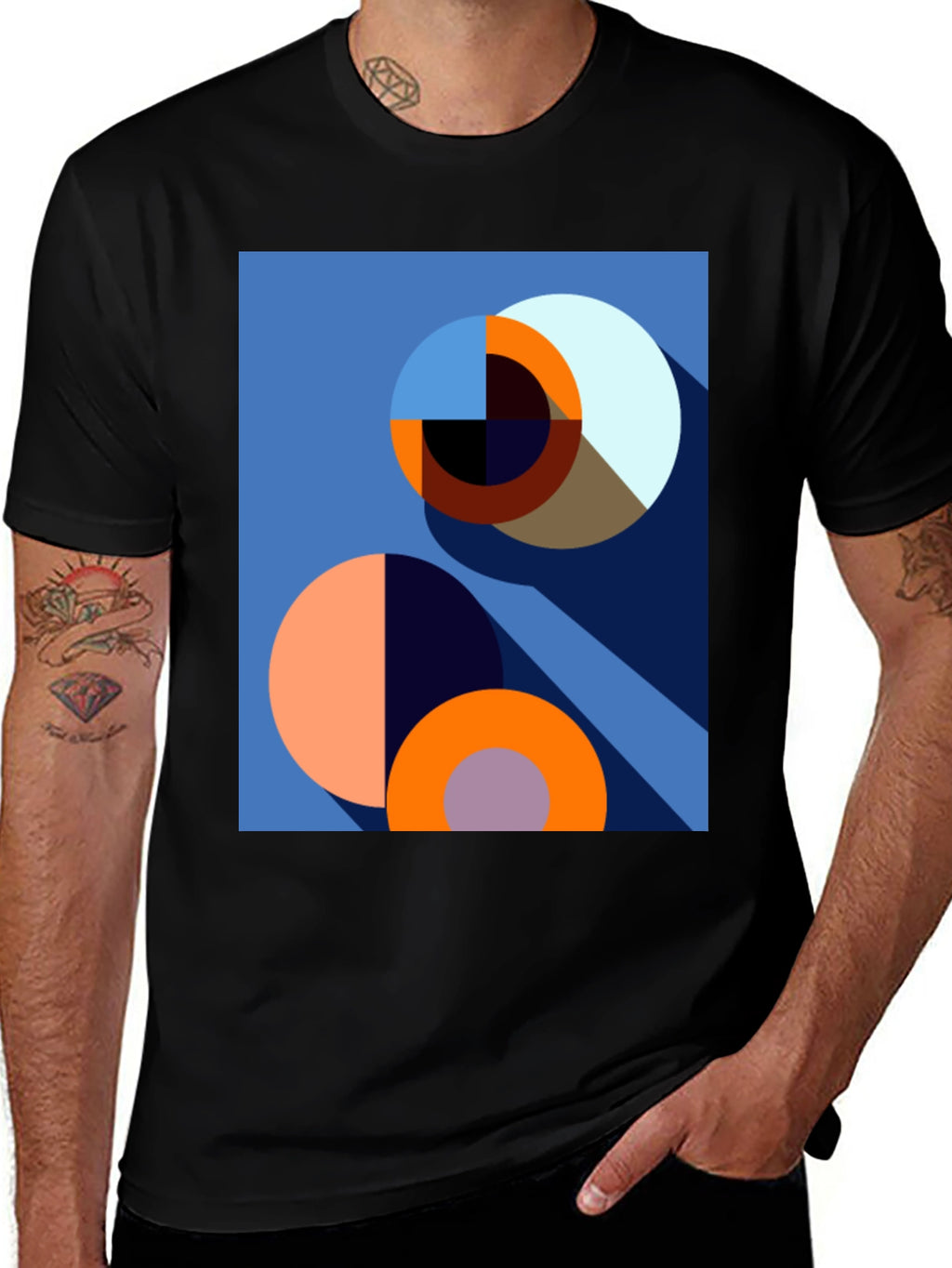 Abstract Geometric Circle Design T-Shirt