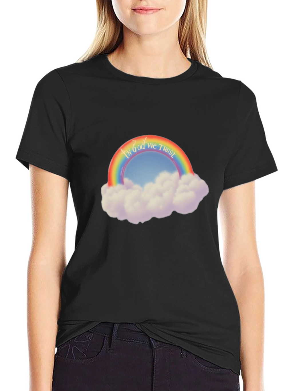 Rainbow In God We Trust Graphic T-Shirt