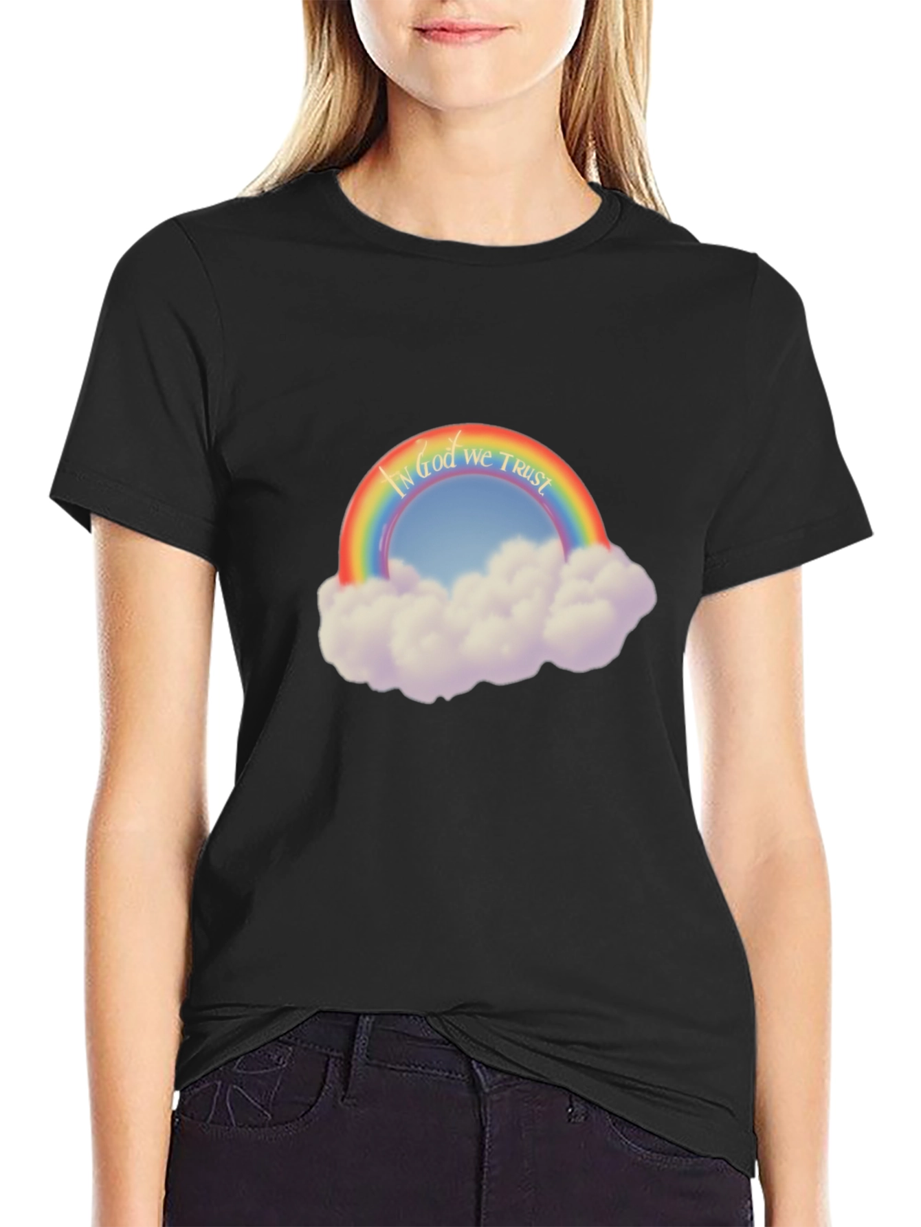 Rainbow In God We Trust Graphic T-Shirt