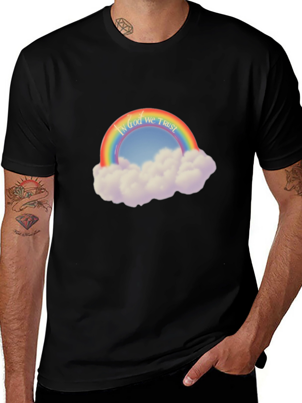Rainbow In God We Trust Graphic T-Shirt
