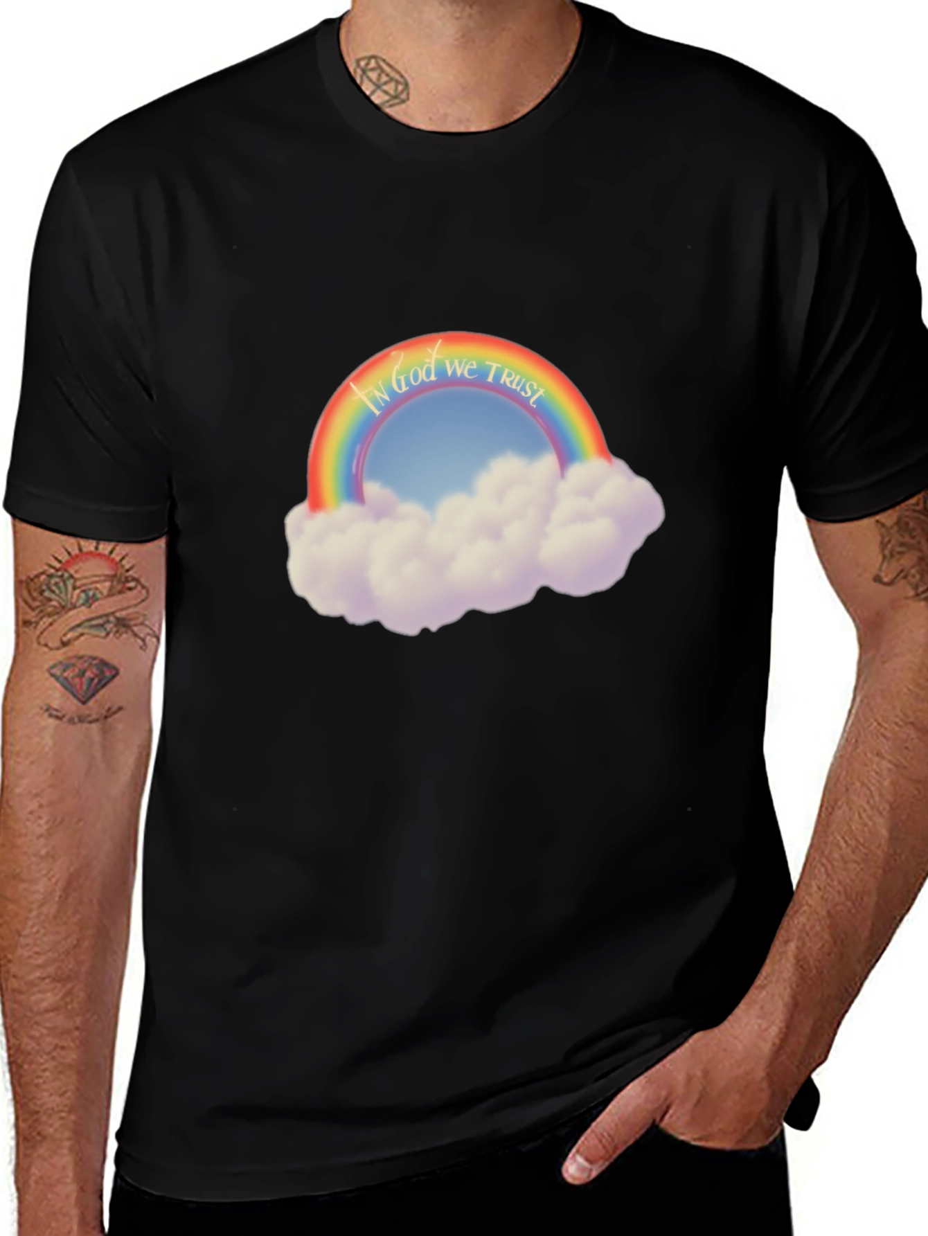 Rainbow In God We Trust Graphic T-Shirt