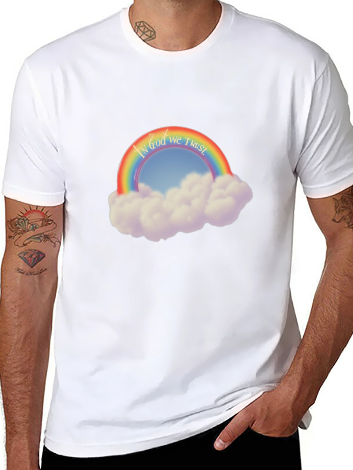 Rainbow In God We Trust Graphic T-Shirt