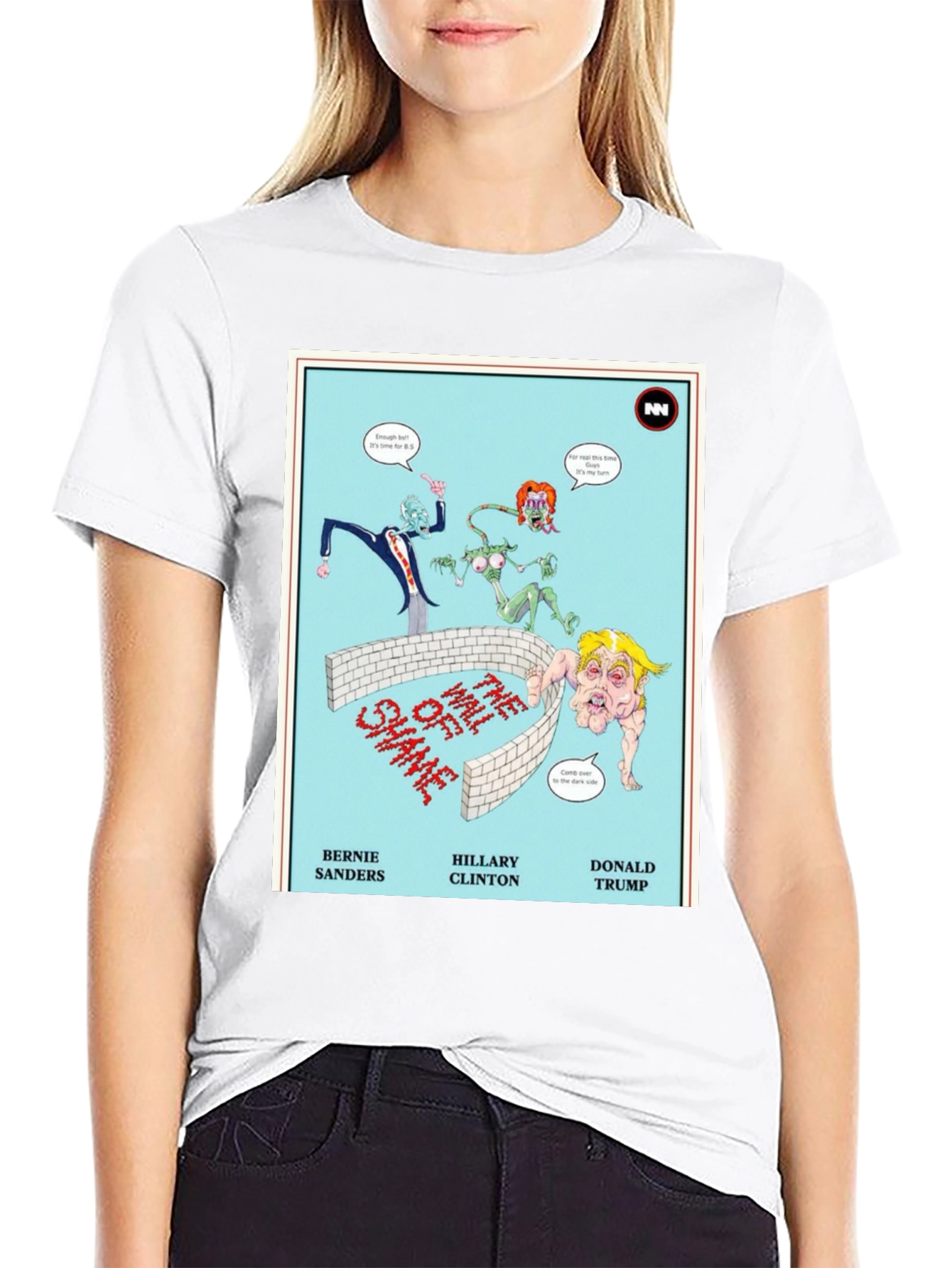 Political Humor T-Shirt: Wall of Shame Cartoon
