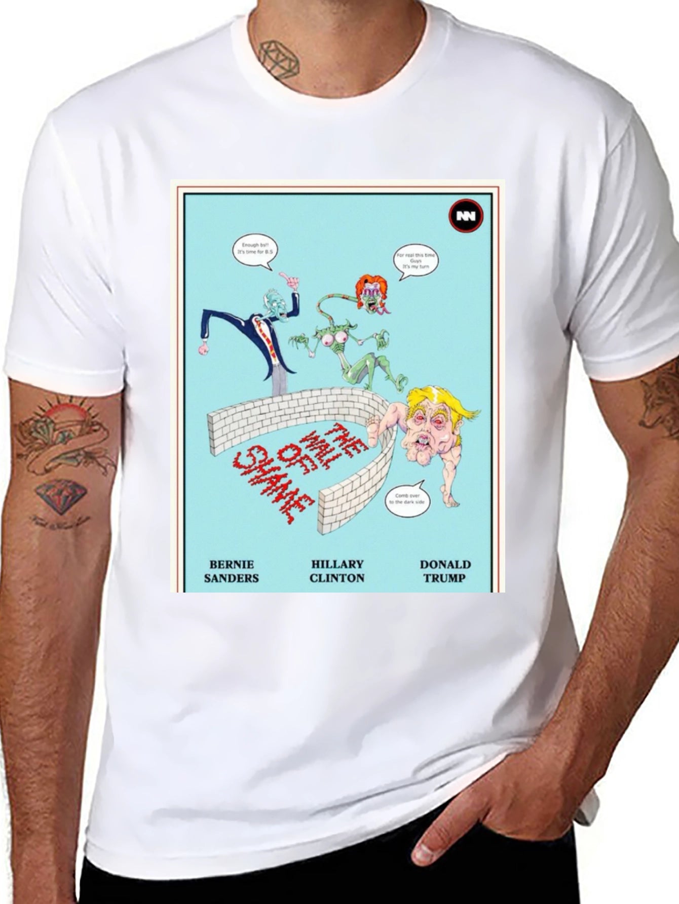 Political Humor T-Shirt: Wall of Shame Cartoon