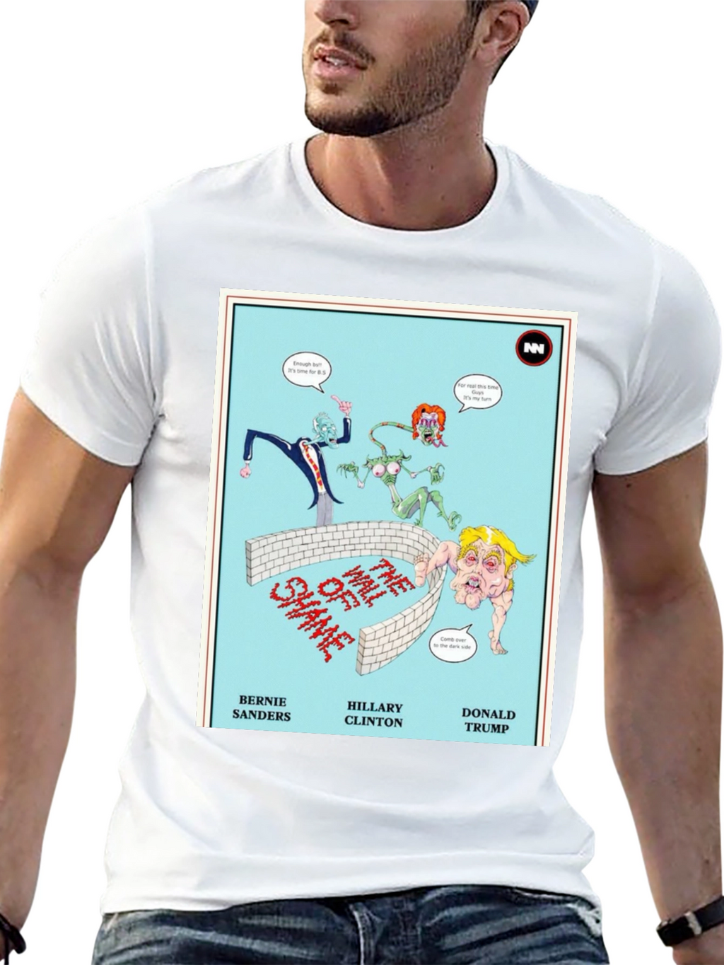 Political Humor T-Shirt: Wall of Shame Cartoon