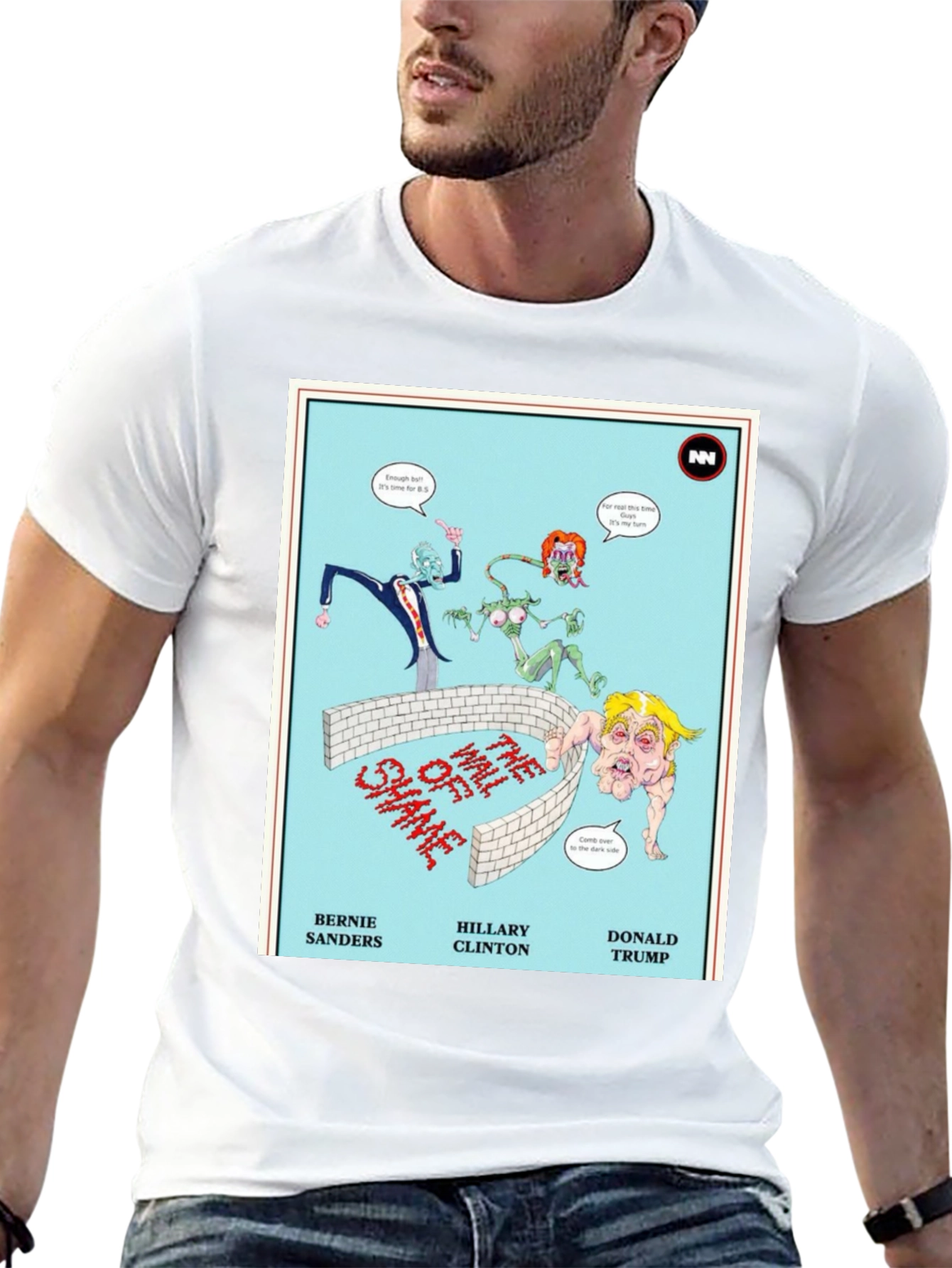 Political Humor T-Shirt: Wall of Shame Cartoon