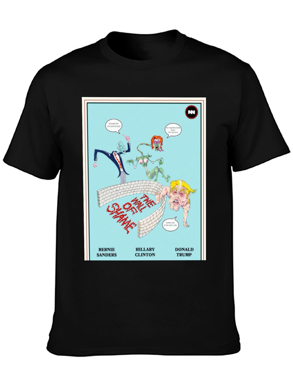 Political Humor T-Shirt: Wall of Shame Cartoon