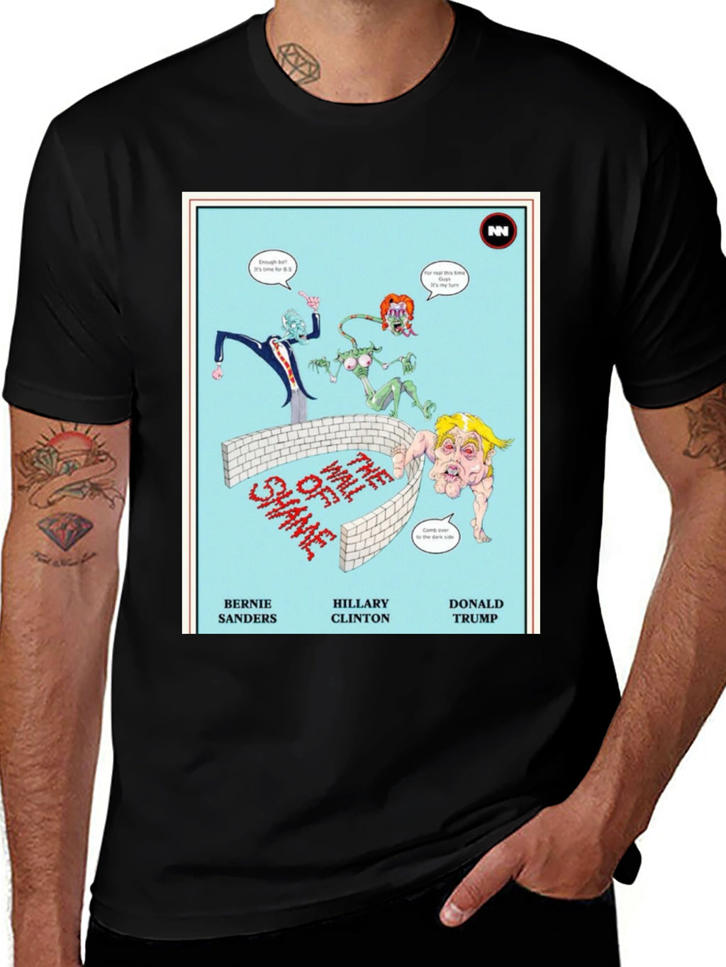 Political Humor T-Shirt: Wall of Shame Cartoon