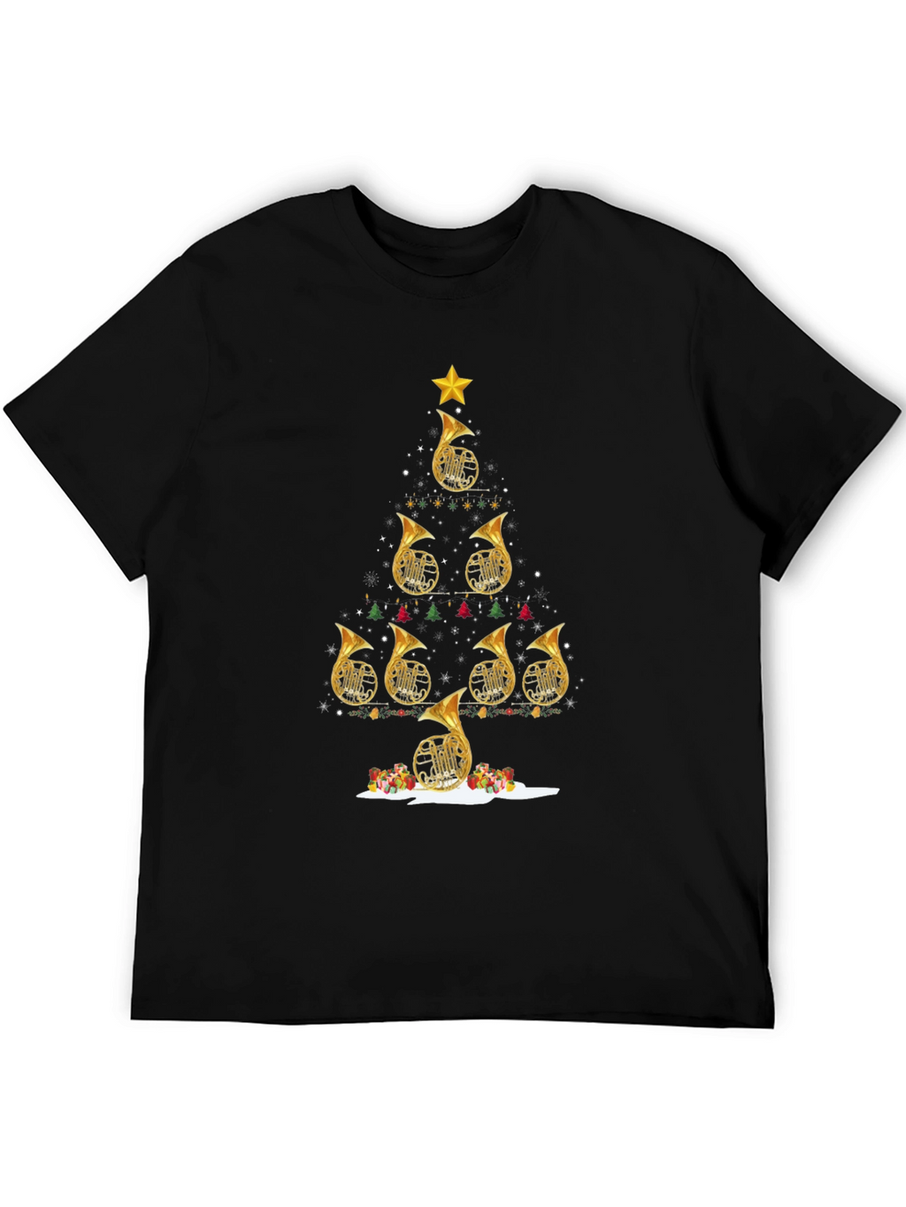 French Horn Christmas Tree T-Shirt