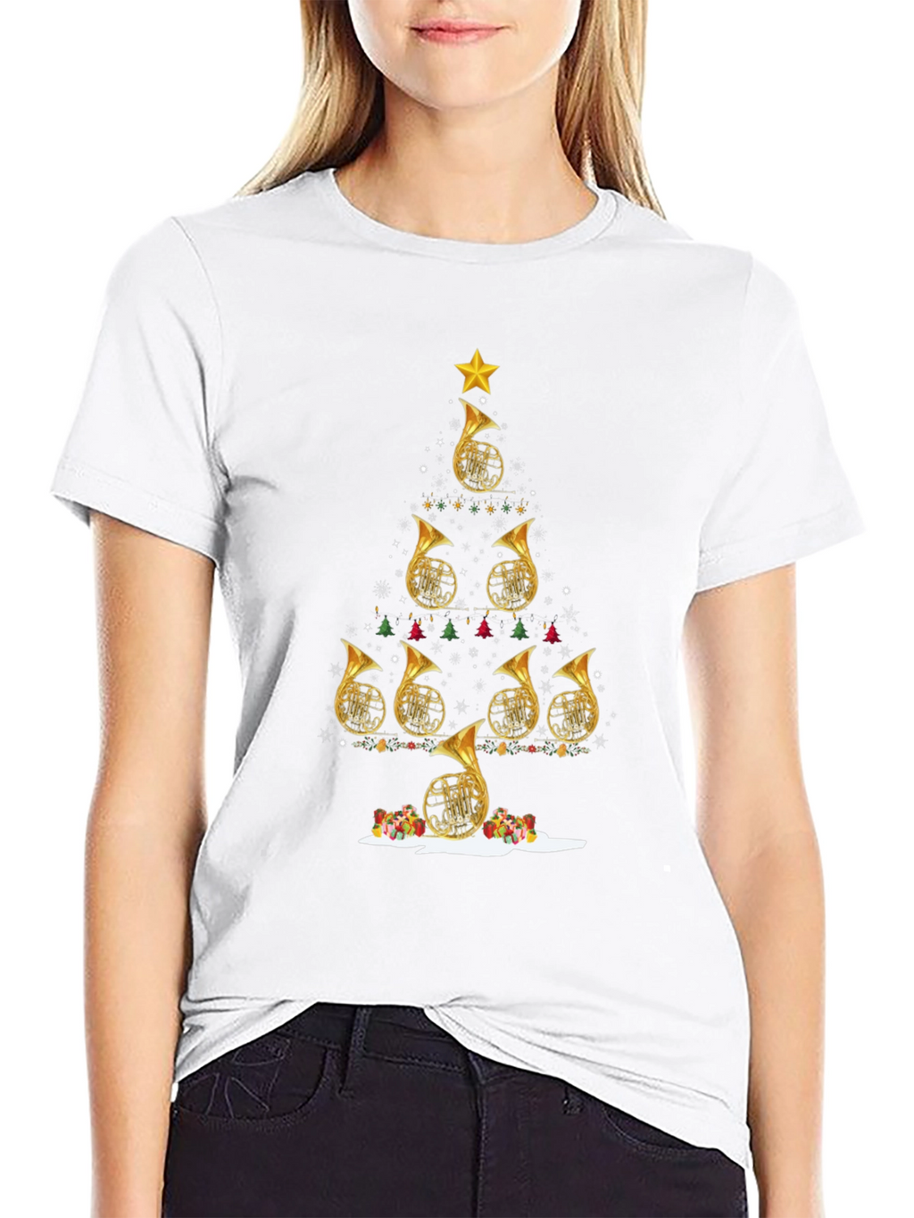 French Horn Christmas Tree T-Shirt