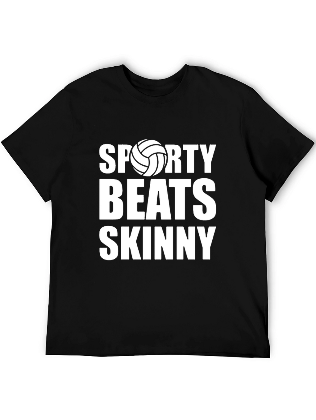 Sporty Beats Skinny Black Graphic T-Shirt