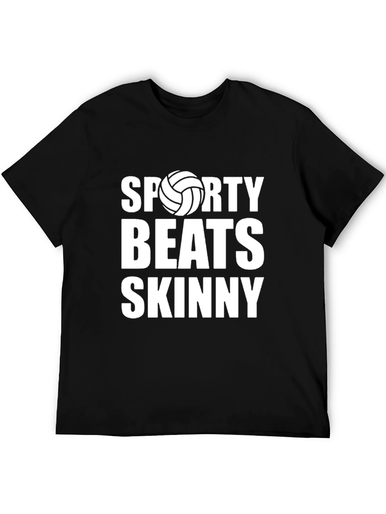 Sporty Beats Skinny Black Graphic T-Shirt