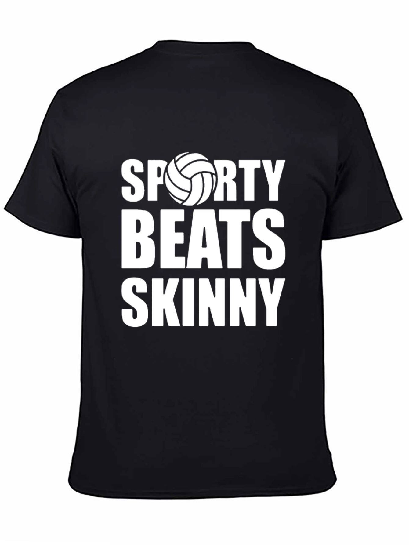 Sporty Beats Skinny Black Graphic T-Shirt