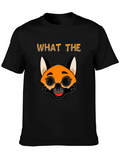 Funny Fox Cartoon Graphic Mens Black T-Shirt