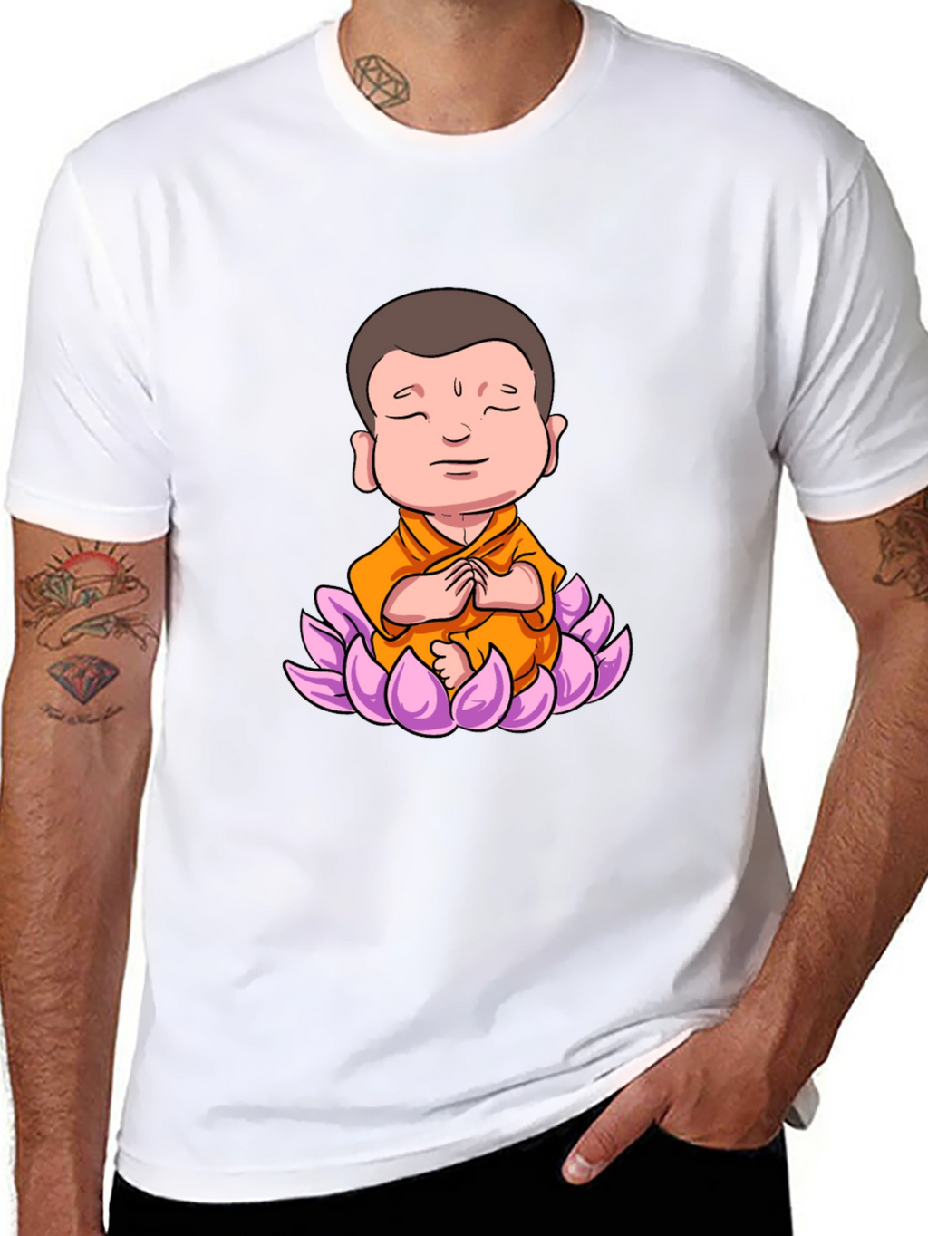 Lotus Buddha Graphic Tee - Peaceful Meditating Design
