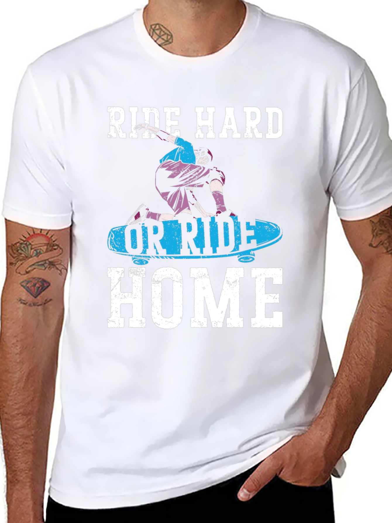 Ride Hard T-Shirt - Skateboarder Design