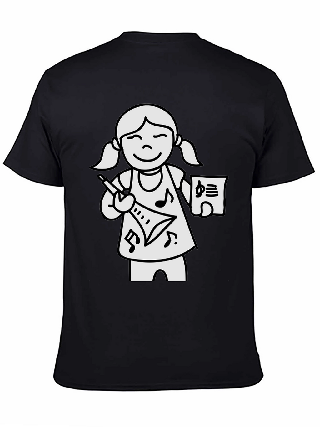 Musical Girl Graphic T-Shirt - Black