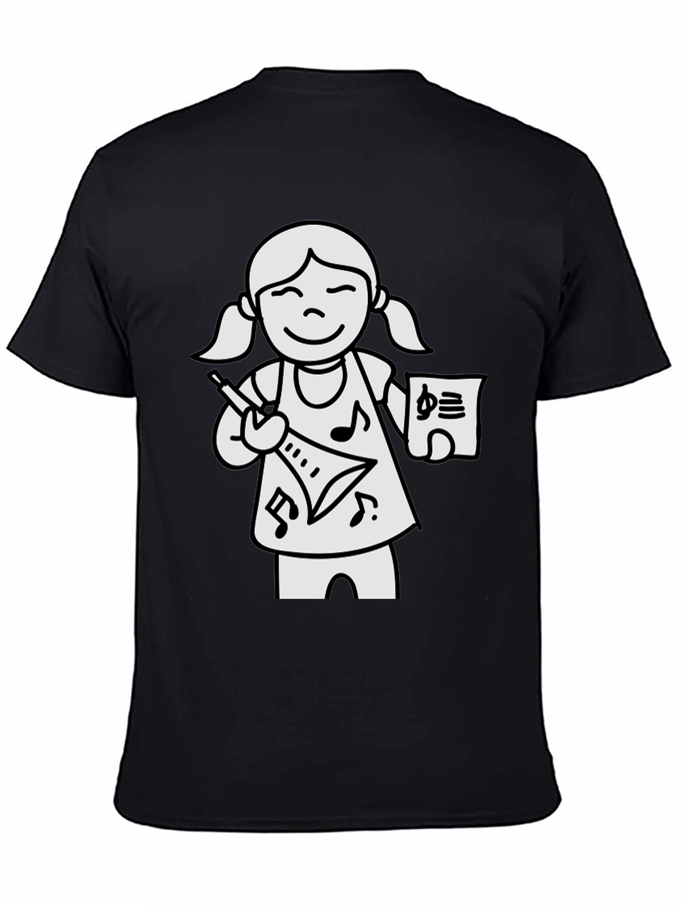Musical Girl Graphic T-Shirt - Black
