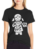 Musical Girl Graphic T-Shirt - Black