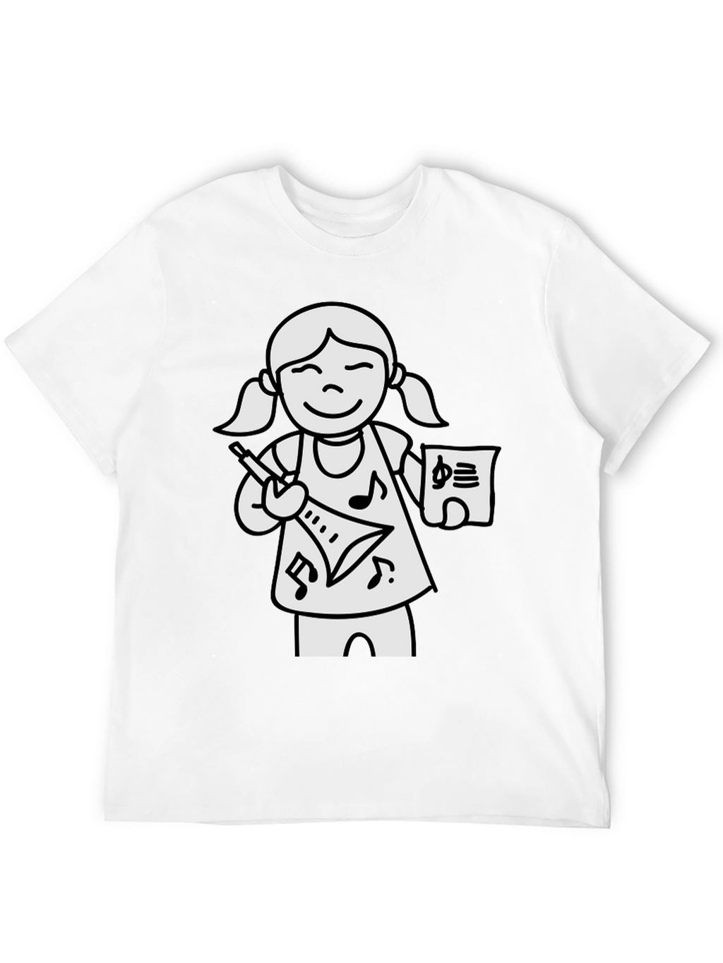Musical Girl Graphic T-Shirt - Black