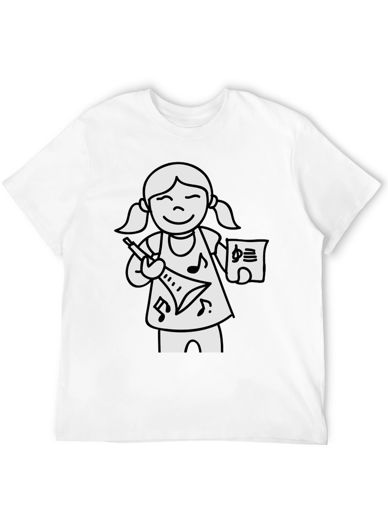 Musical Girl Graphic T-Shirt - Black