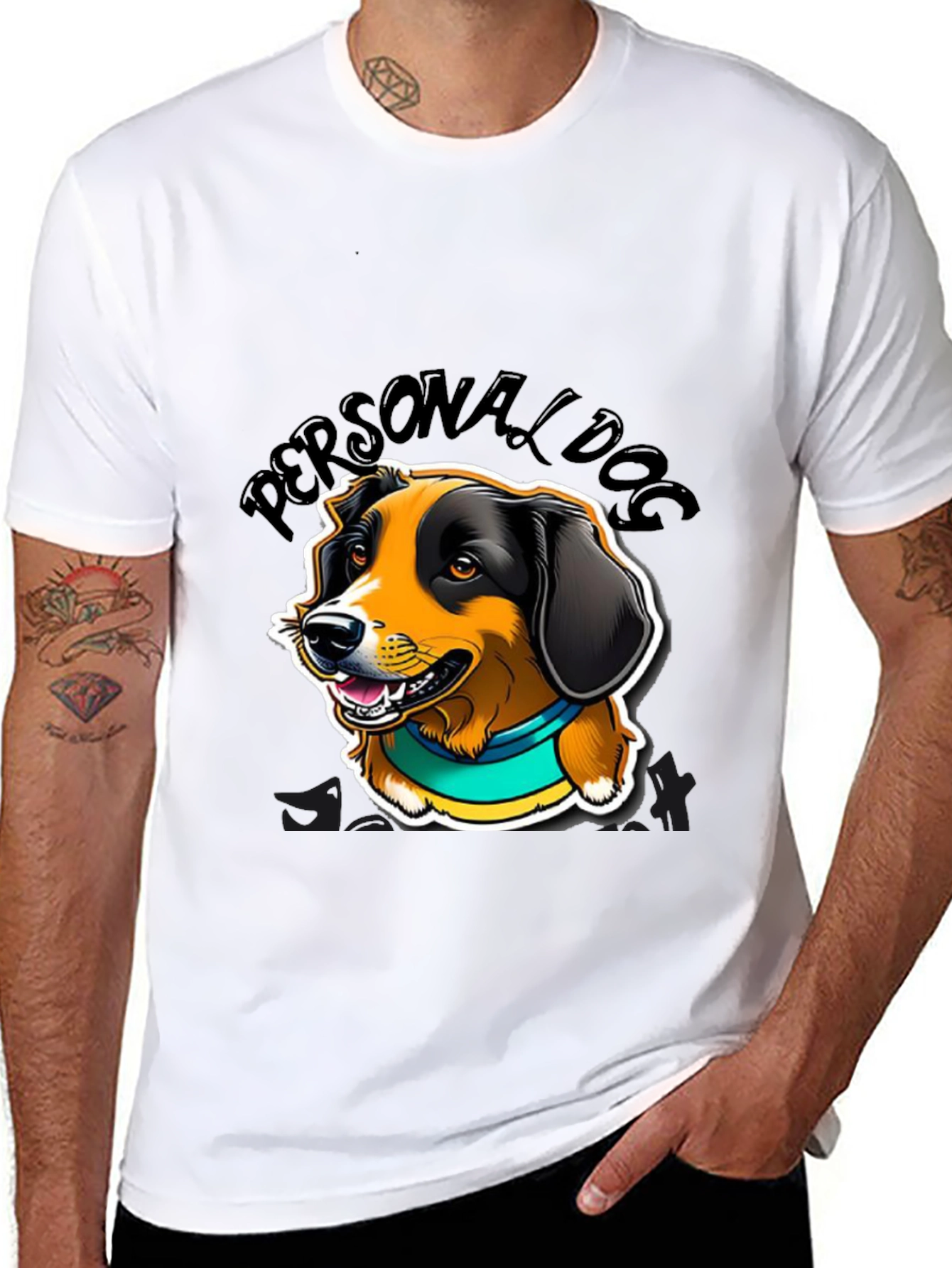 Personal Dog Graphic Tee - Black Cotton Blend