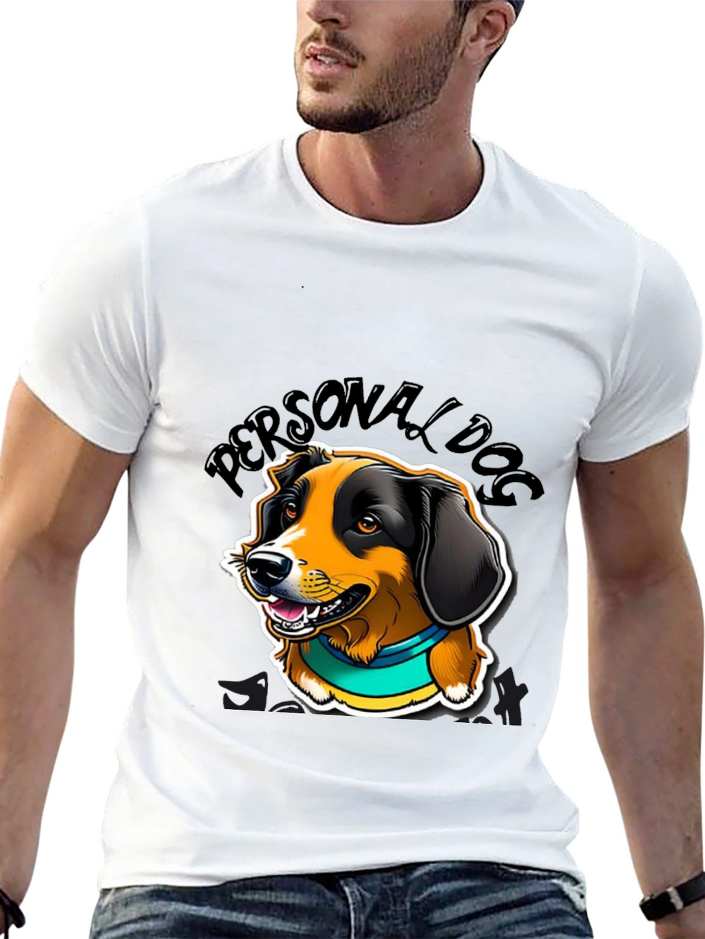Personal Dog Graphic Tee - Black Cotton Blend