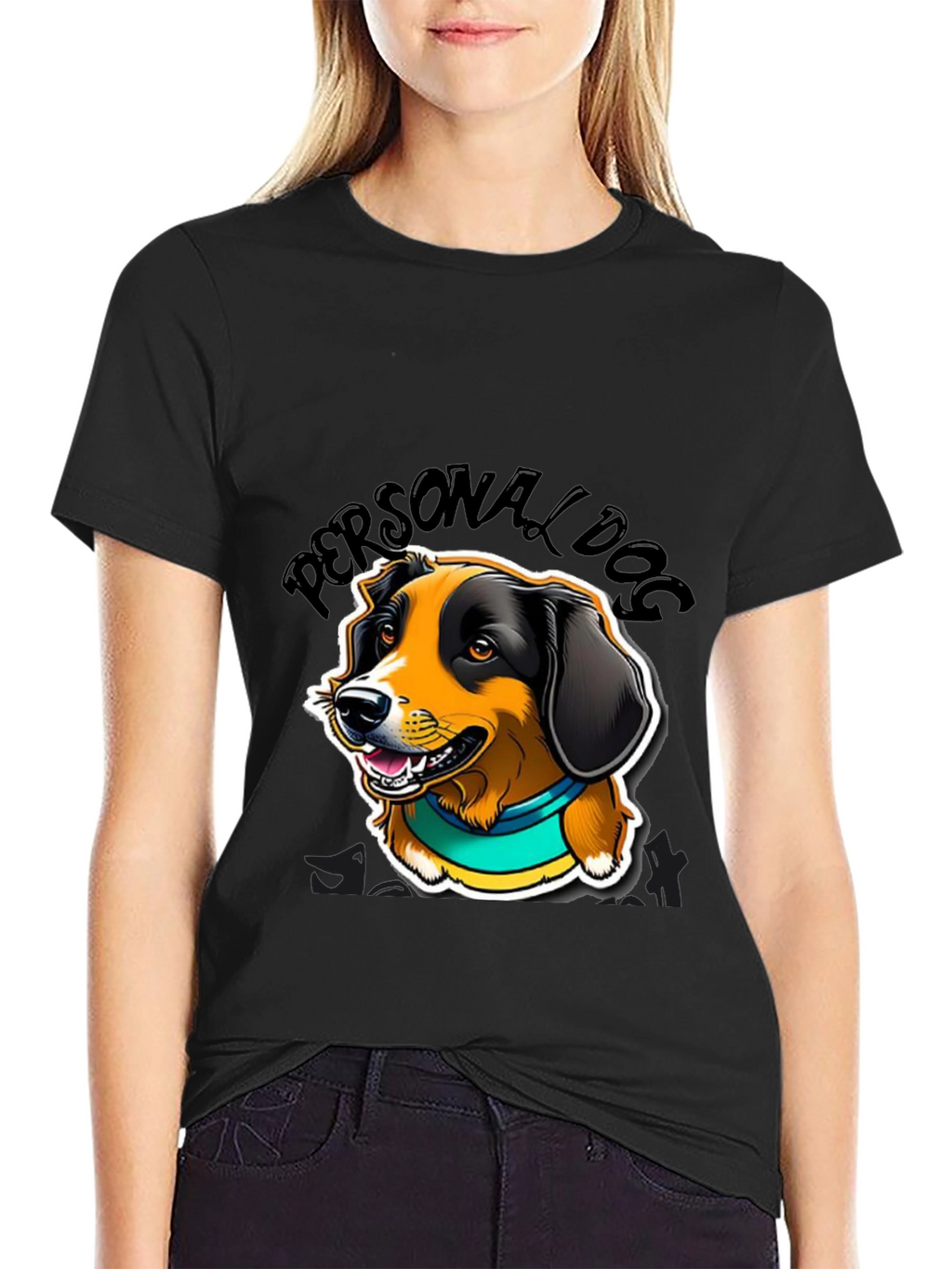 Personal Dog Graphic Tee - Black Cotton Blend