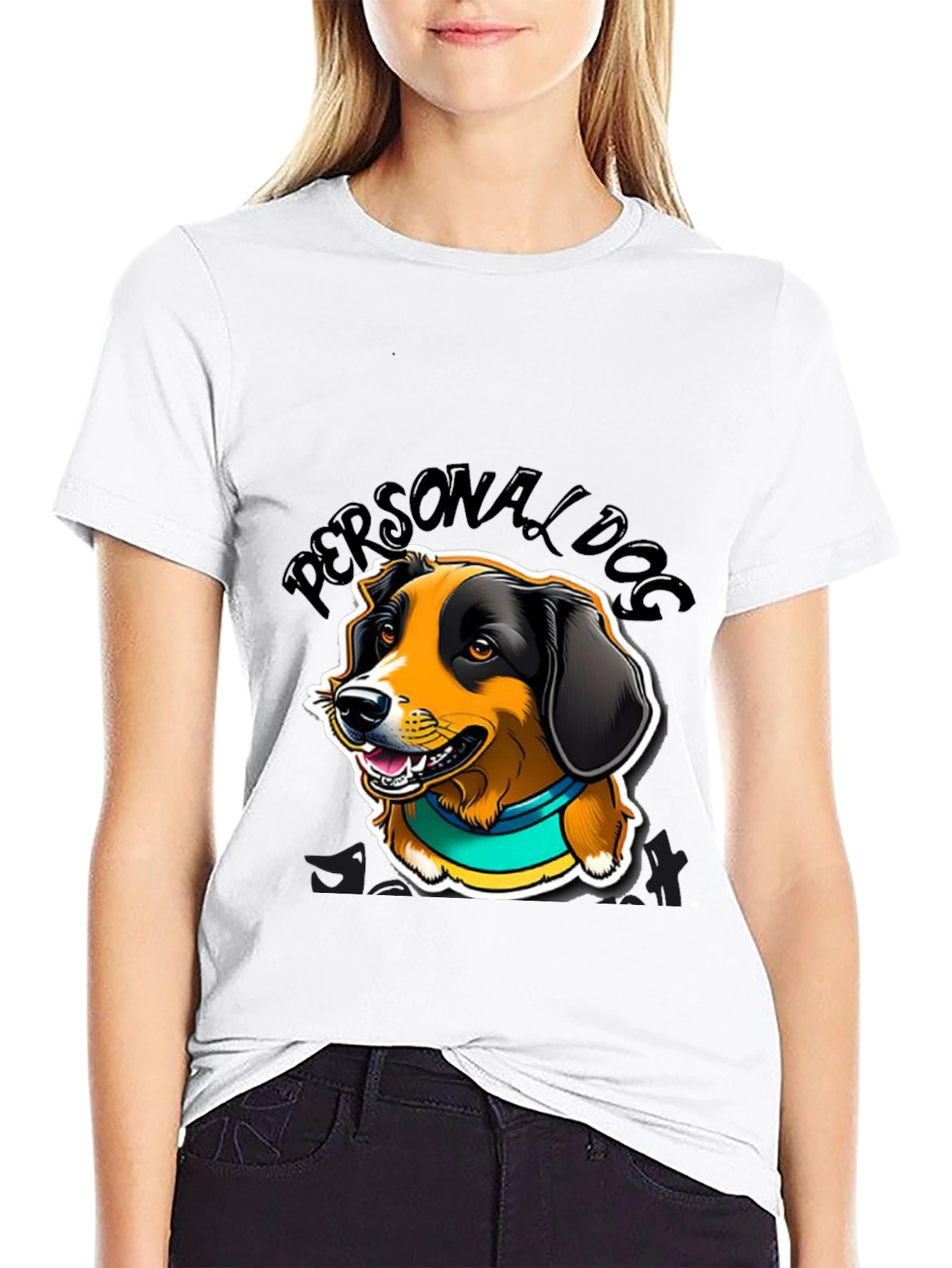Personal Dog Graphic Tee - Black Cotton Blend