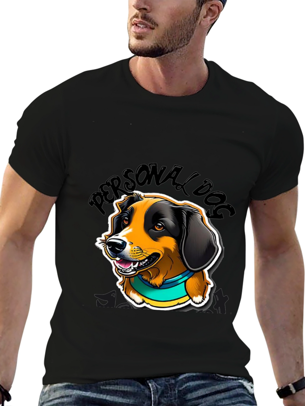 Personal Dog Graphic Tee - Black Cotton Blend