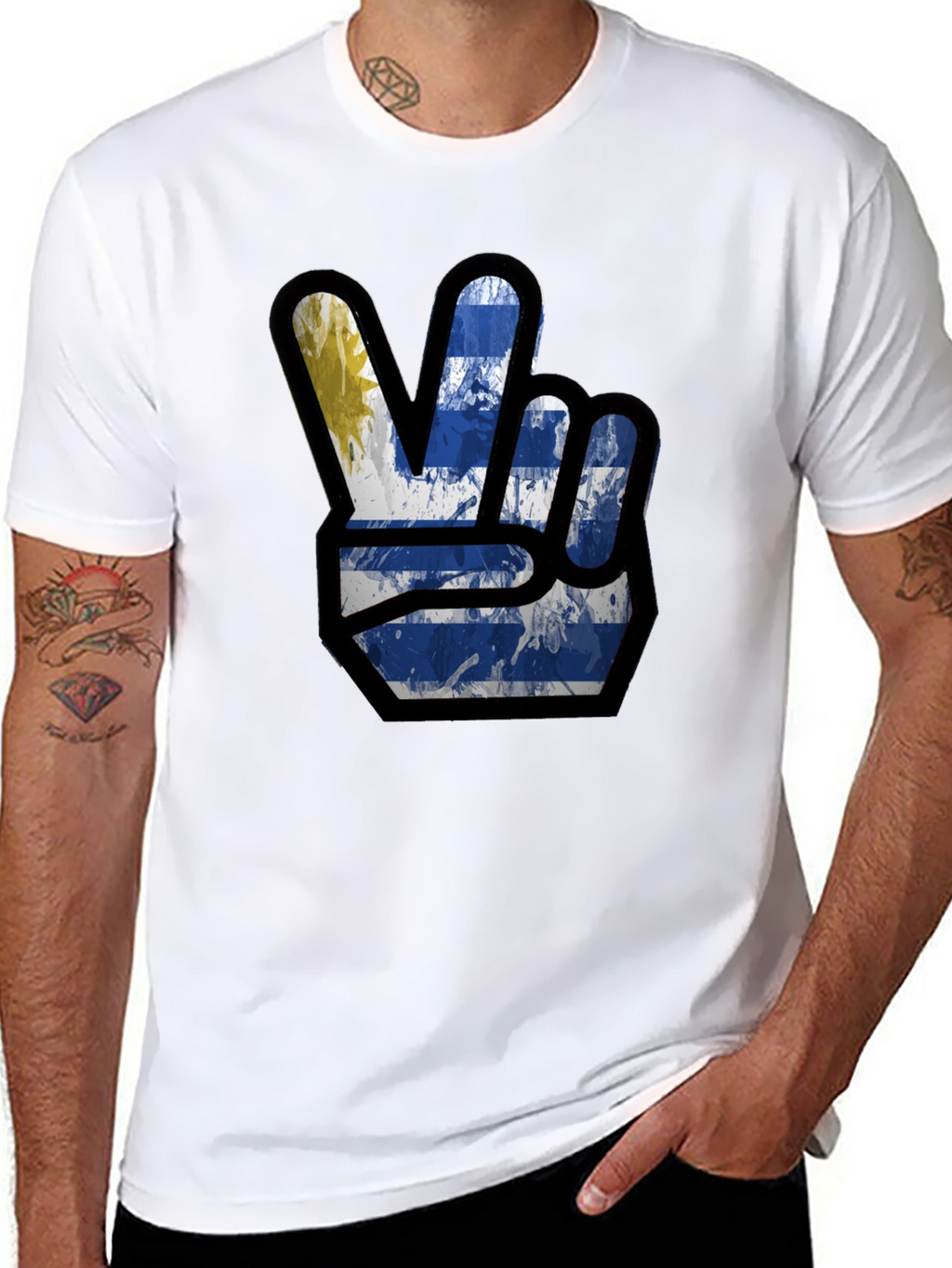 Uruguay Flag Peace Sign Graphic Tee