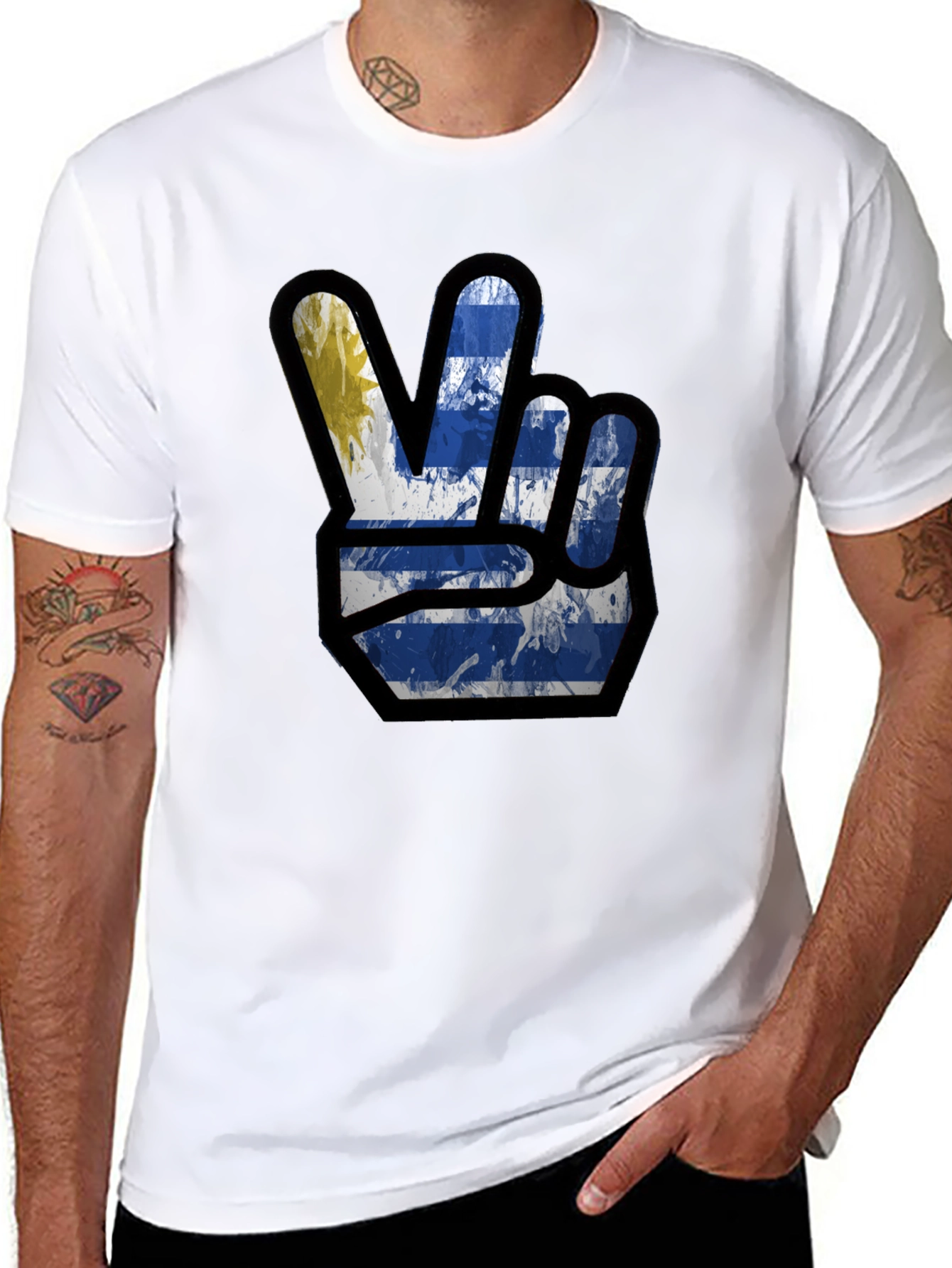 Uruguay Flag Peace Sign Graphic Tee