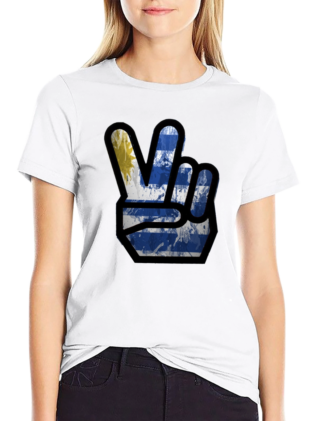 Uruguay Flag Peace Sign Graphic Tee