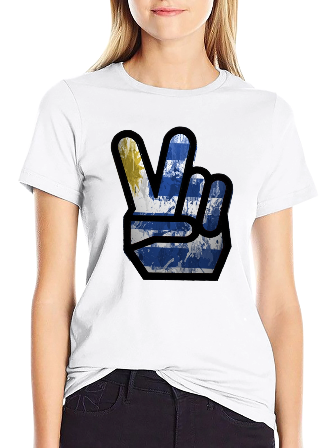 Uruguay Flag Peace Sign Graphic Tee