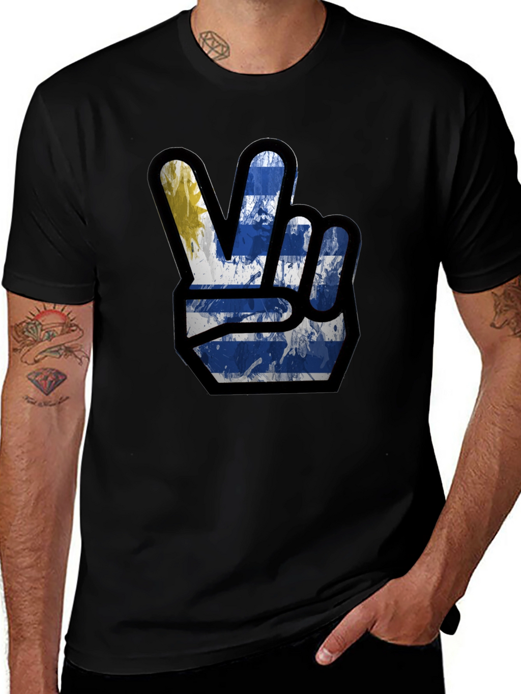 Uruguay Flag Peace Sign Graphic Tee