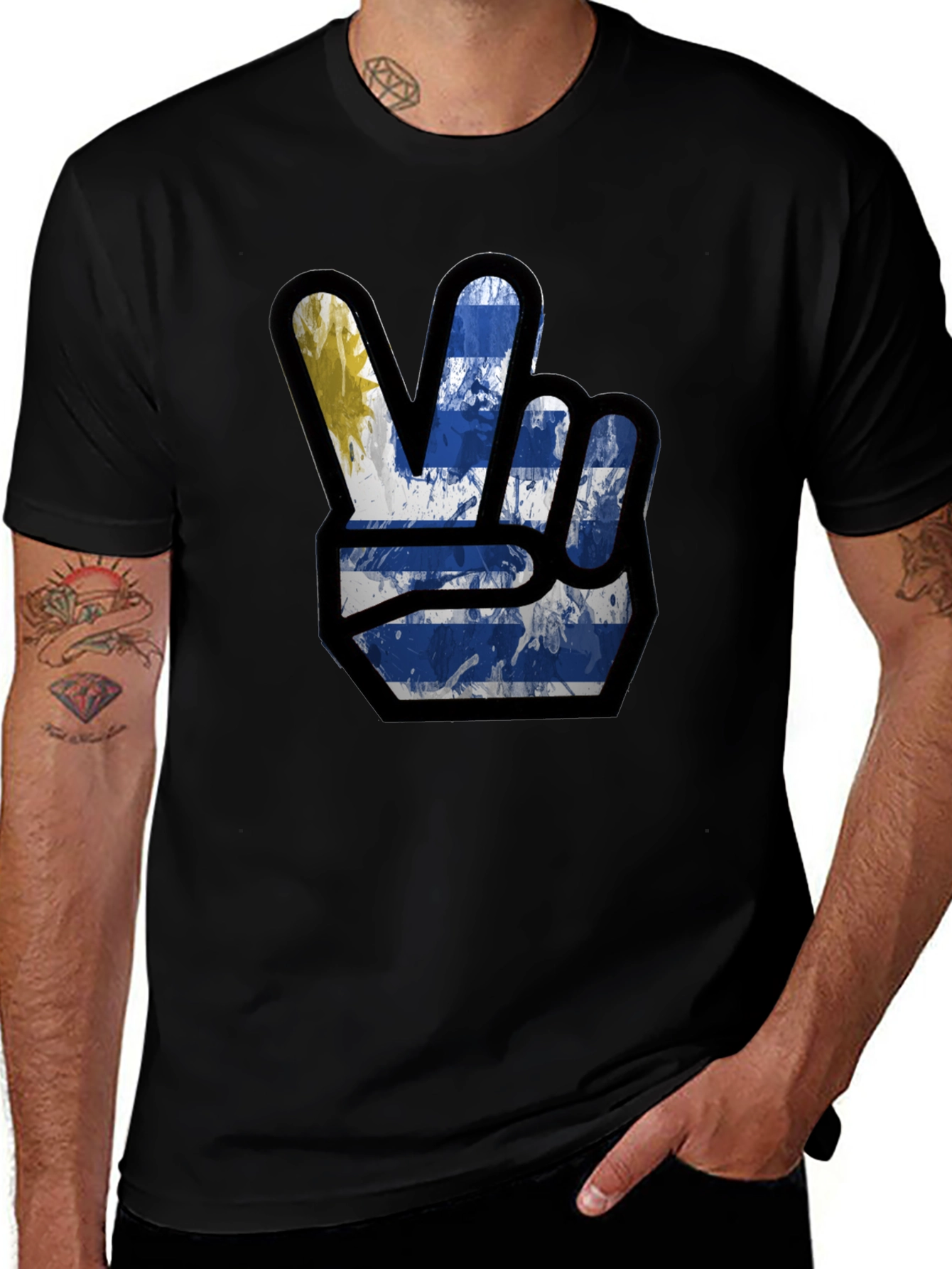 Uruguay Flag Peace Sign Graphic Tee
