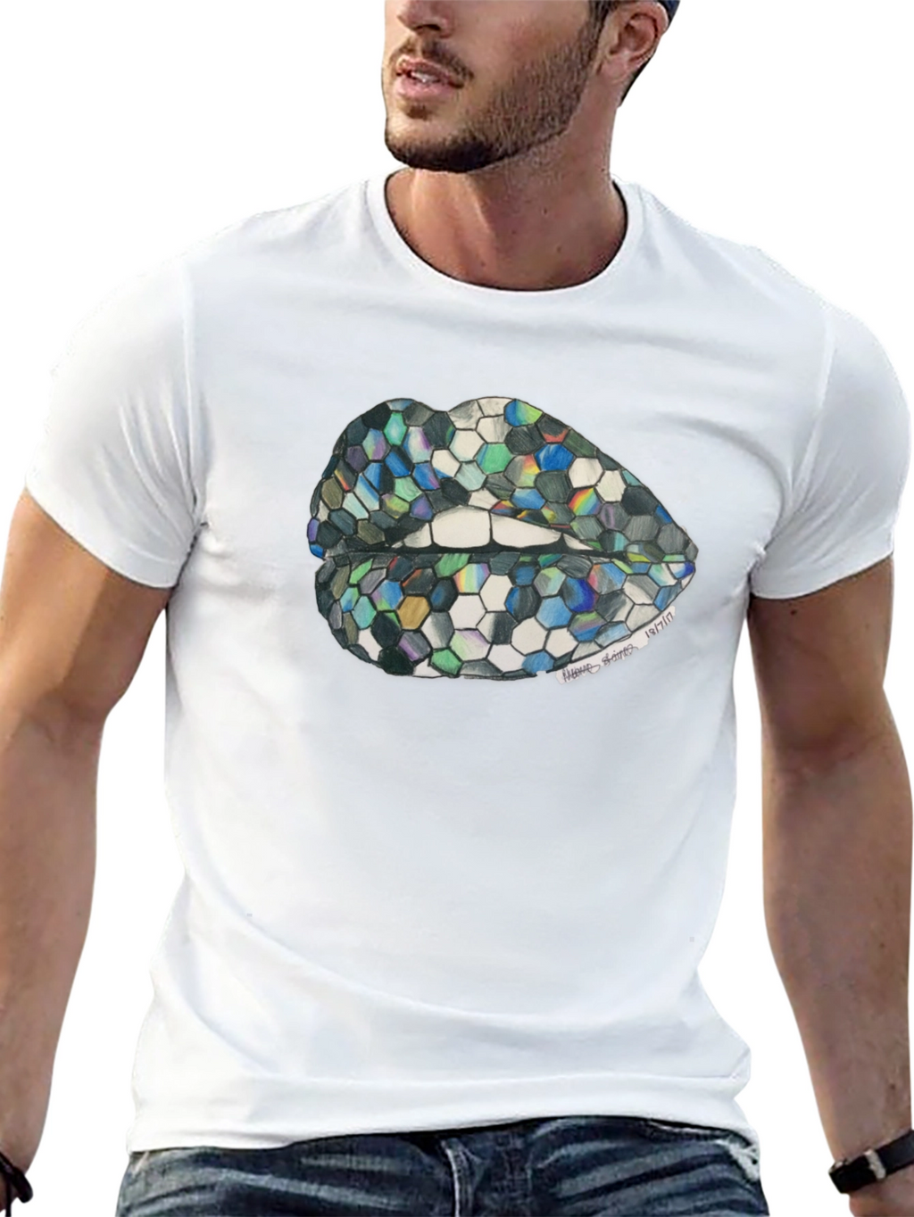 Geometric Lips Graphic T-Shirt - Unisex