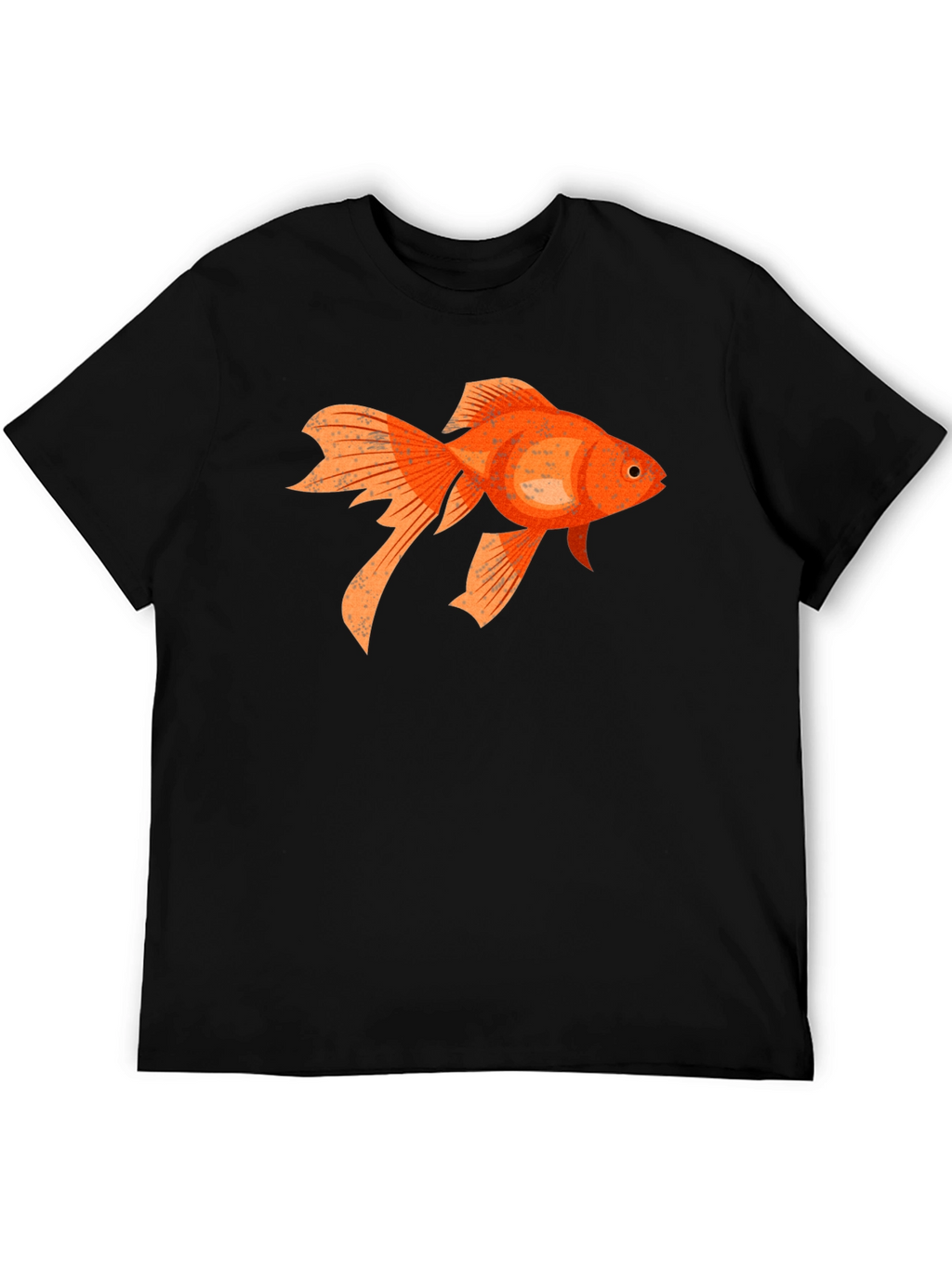 Goldfish Graphic Print Black Cotton T-Shirt