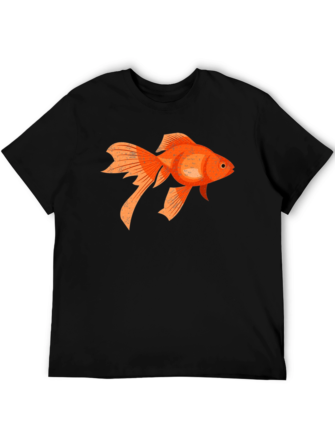 Goldfish Graphic Print Black Cotton T-Shirt