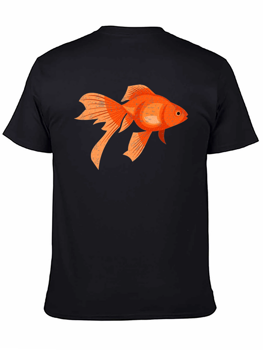 Goldfish Graphic Print Black Cotton T-Shirt