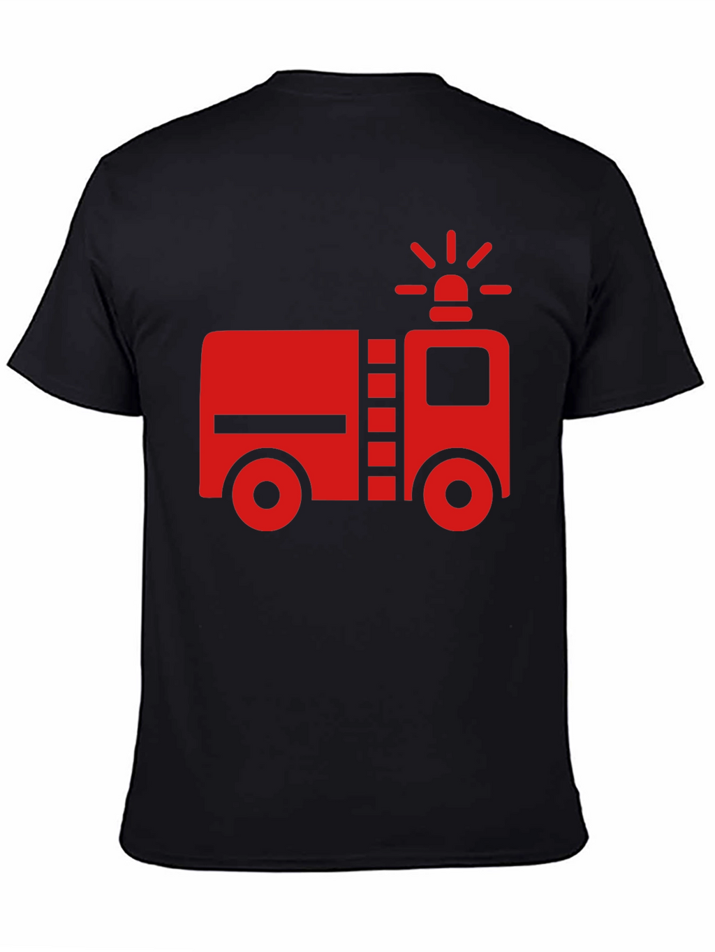 Fire Truck Graphic T-Shirt - Black Cotton Tee