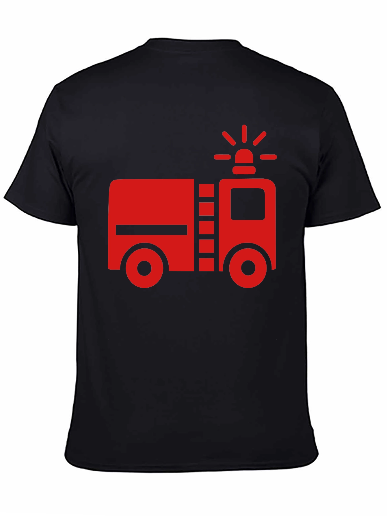 Fire Truck Graphic T-Shirt - Black Cotton Tee