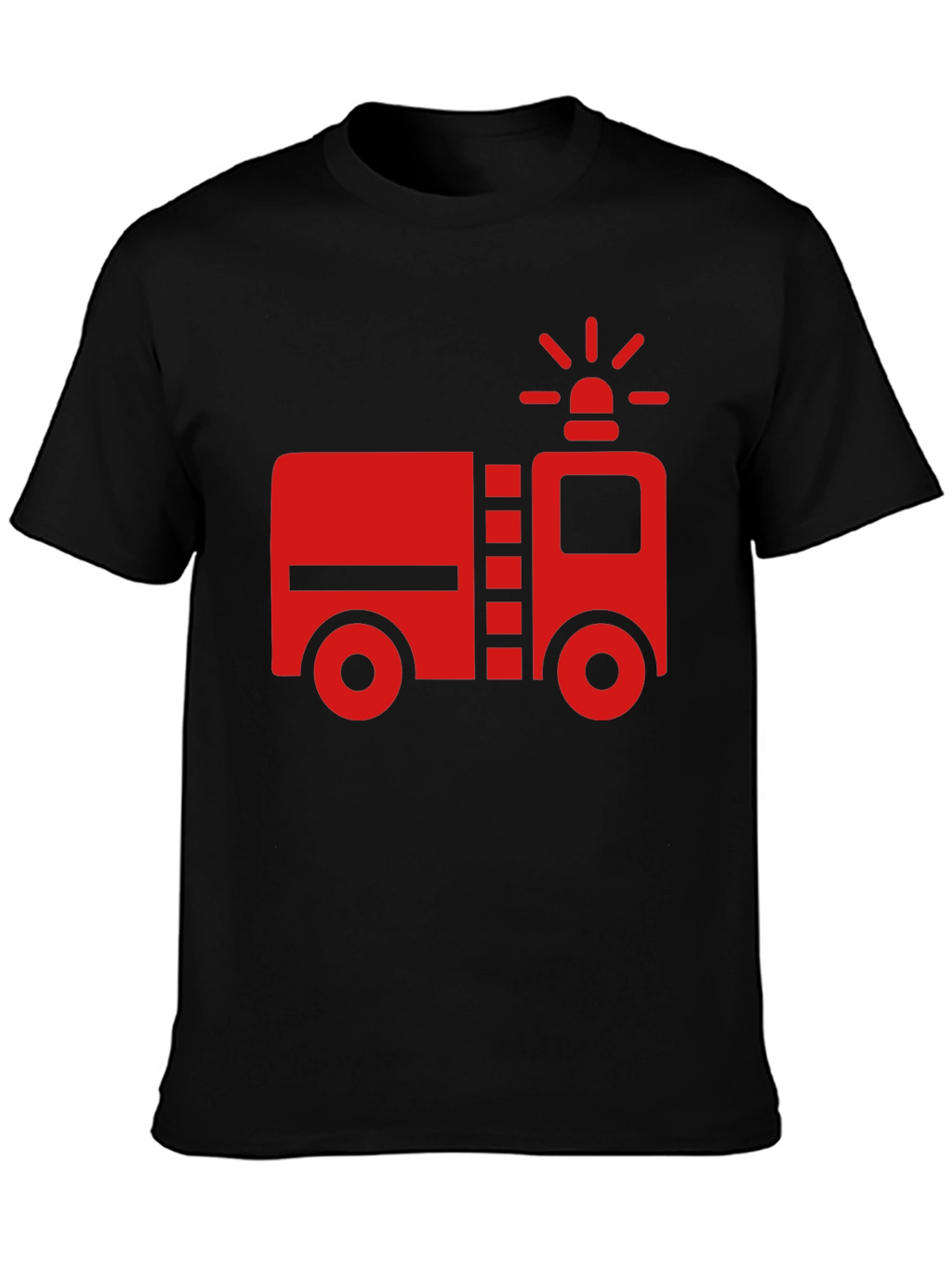 Fire Truck Graphic T-Shirt - Black Cotton Tee