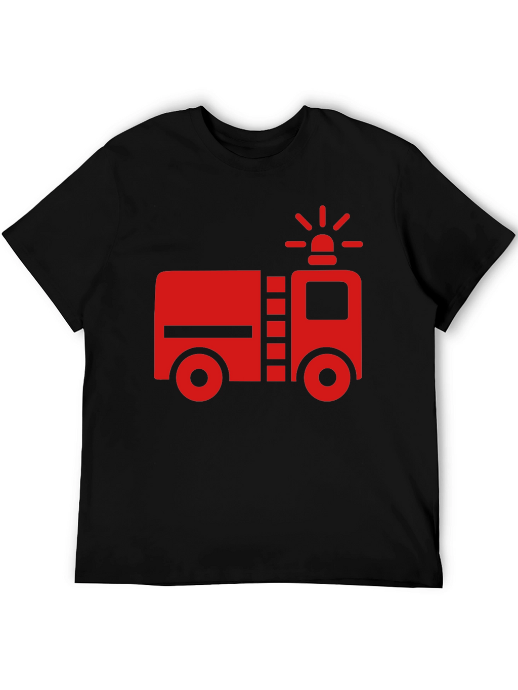 Fire Truck Graphic T-Shirt - Black Cotton Tee