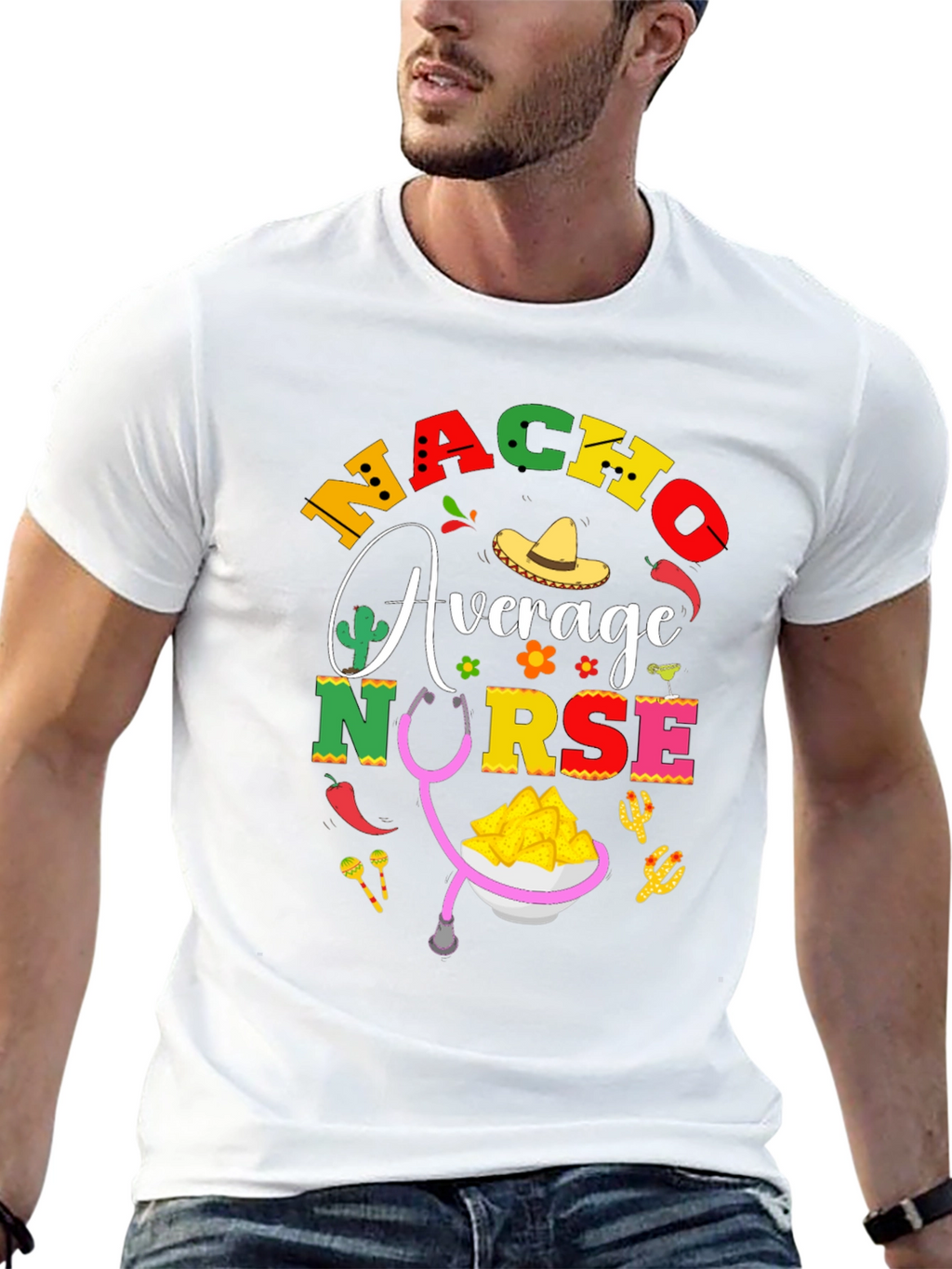 Nacho Average Nurse T-Shirt - Black Cotton Tee