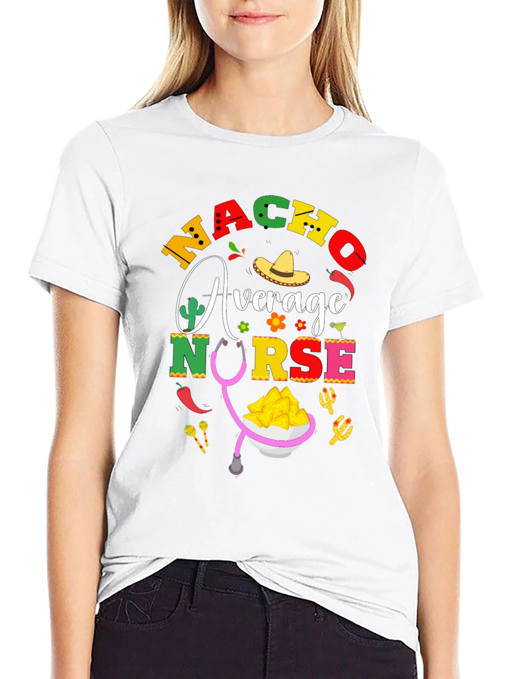 Nacho Average Nurse T-Shirt - Black Cotton Tee