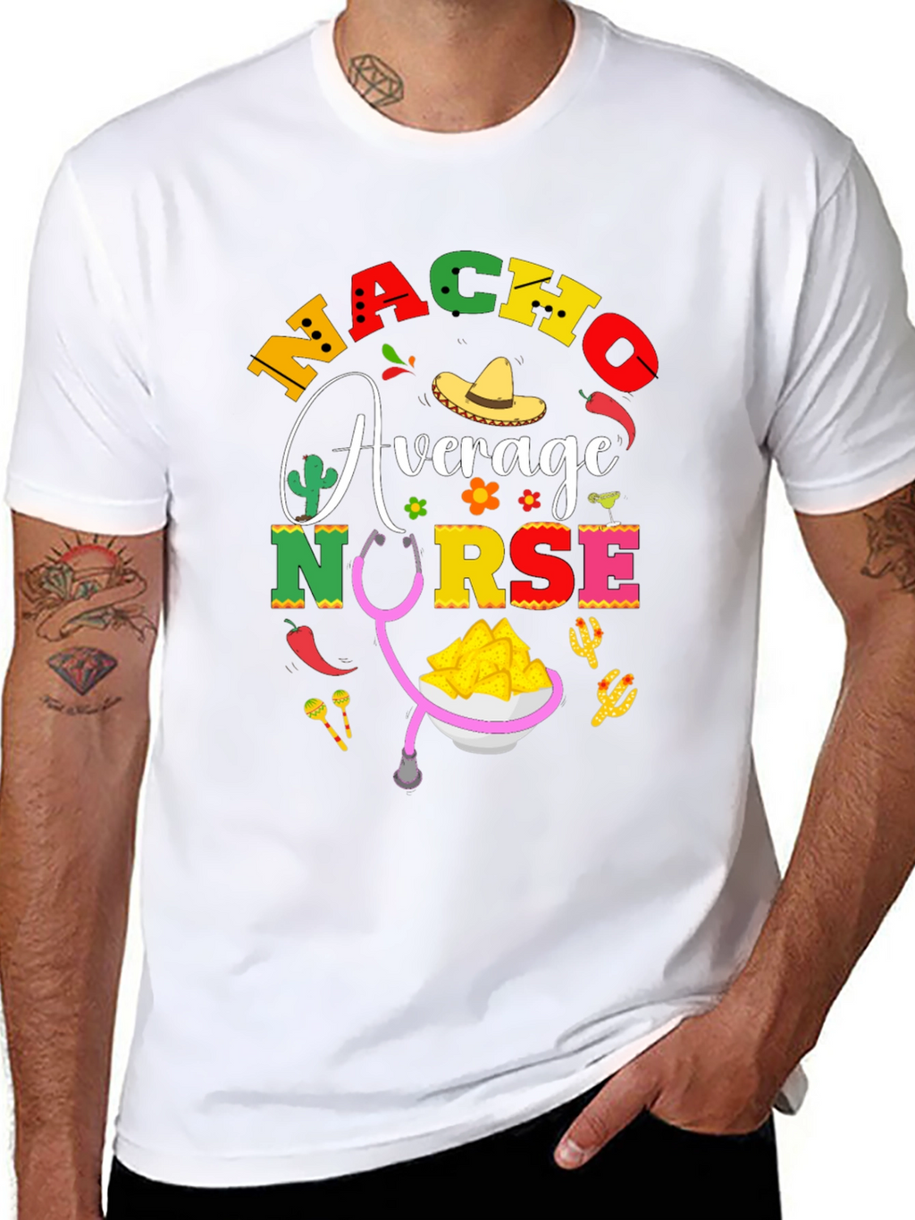 Nacho Average Nurse T-Shirt - Black Cotton Tee